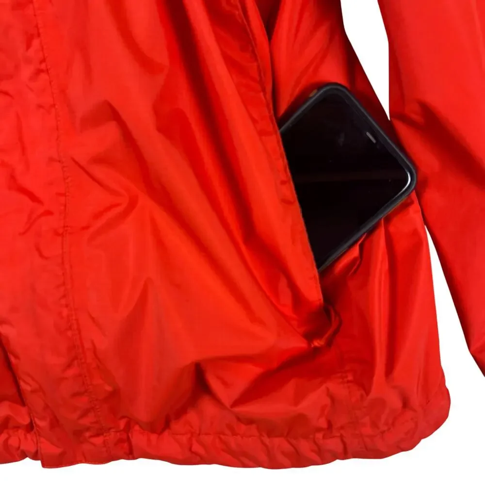 North Face DryVent Rain Jacket Mens L Red Packable Hood Waterproof Discount Tire